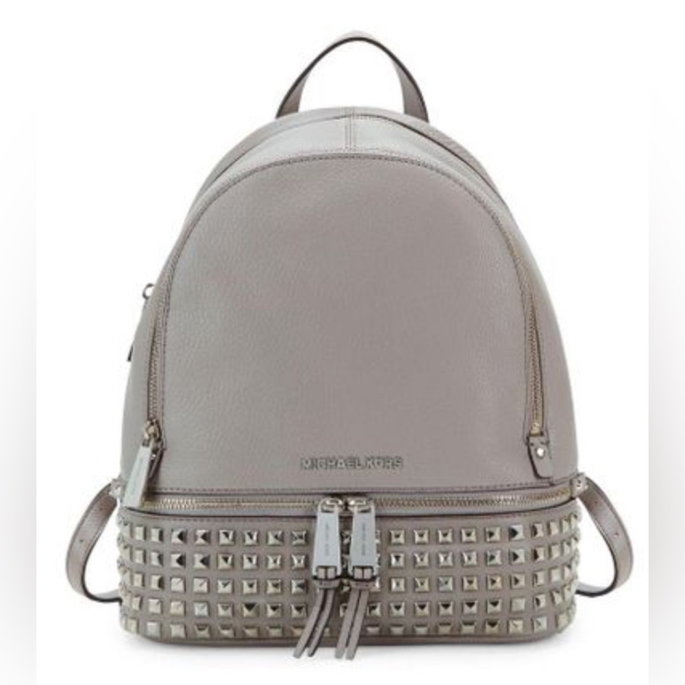 Grey studded Michael Kors leather backpack